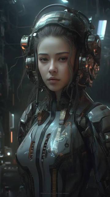 科幻简约史诗飞船上机甲女孩