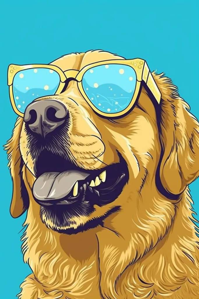 戴金冠和太阳镜的可爱金毛寻回犬