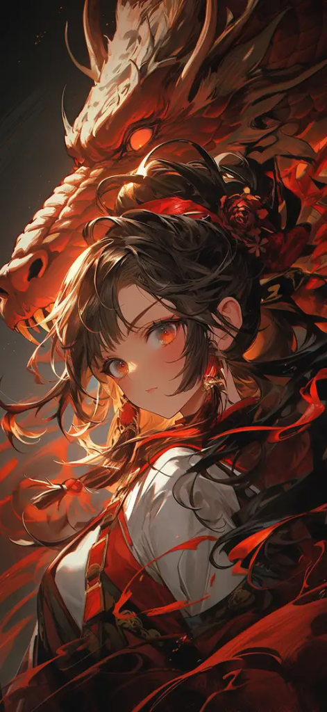 卡瓦西风格动漫插画《少女与龙》